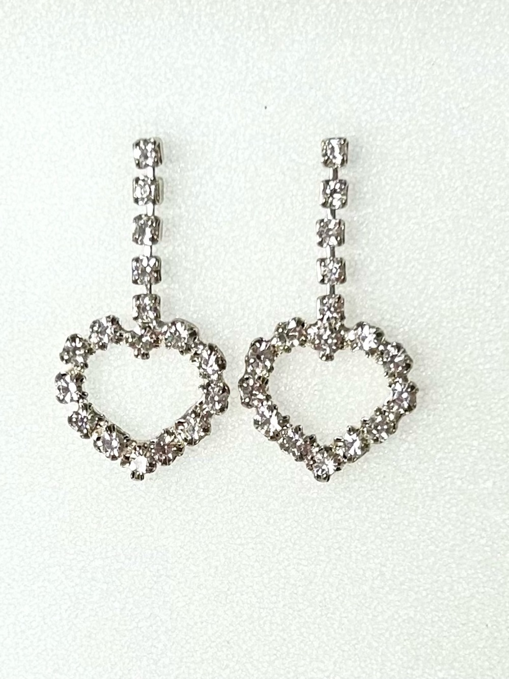 Austrian Crystal Heart Drop Earrings - Silver Tone - Picture 3 of 7